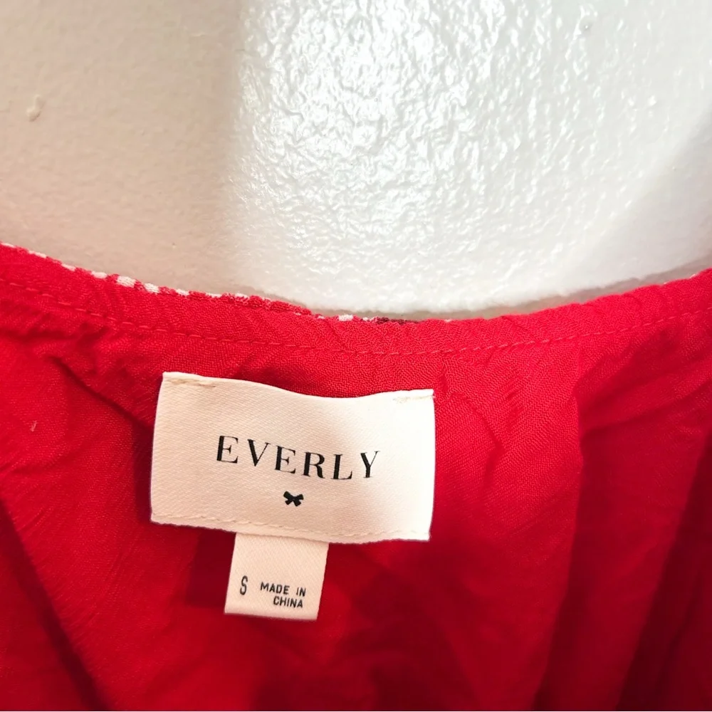 Everly Southern Sweetheart Dress Gingham Plaid Red Floral Print Mini Dress Small